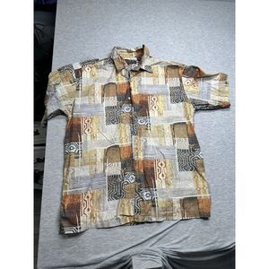 Tori Richard's Geometric Men's Cotton Button Up Multicolor Size M